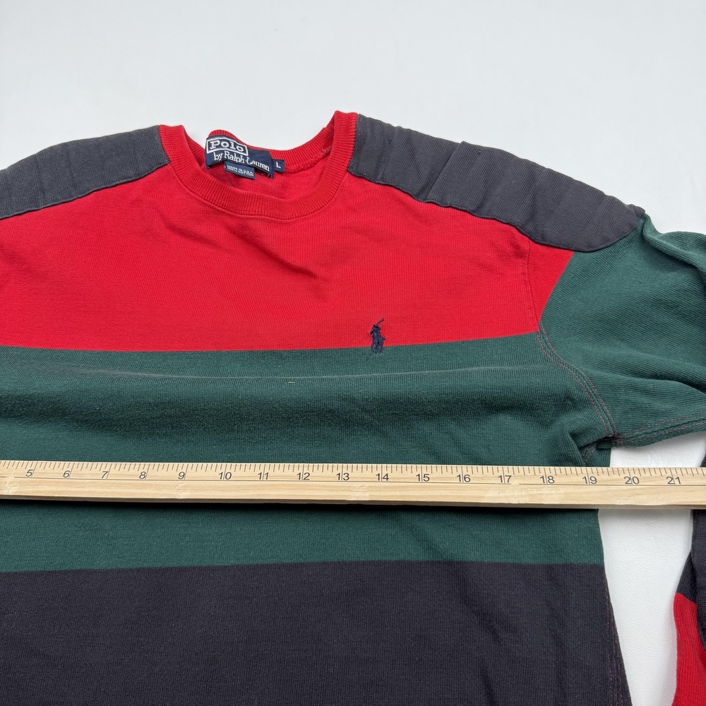 Vintage Polo Ralph Lauren Sweater Mens Large Striped Padded USA Rugby - Picture 5 of 7